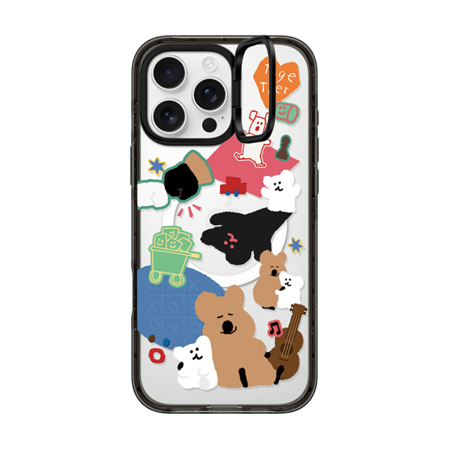 Dinotaeng x CASETiFY iPhone 16 Pro Max ケース ブラック インパクトリングスタンドケース MagSafe対応 Q & B Together