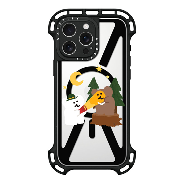 Dinotaeng x CASETiFY iPhone 16 Pro Max ケース ブラック ウルトラ バウンスケース MagSafe対応 Bear in Area