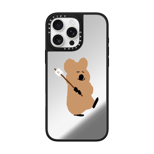 Dinotaeng x CASETiFY iPhone 16 Pro Max ケース Silver on Black ミラーケース MagSafe対応 Walking Quokka