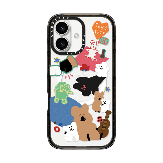 Dinotaeng x CASETiFY iPhone 16 ケース ブラック インパクトケース MagSafe対応 Q & B Together