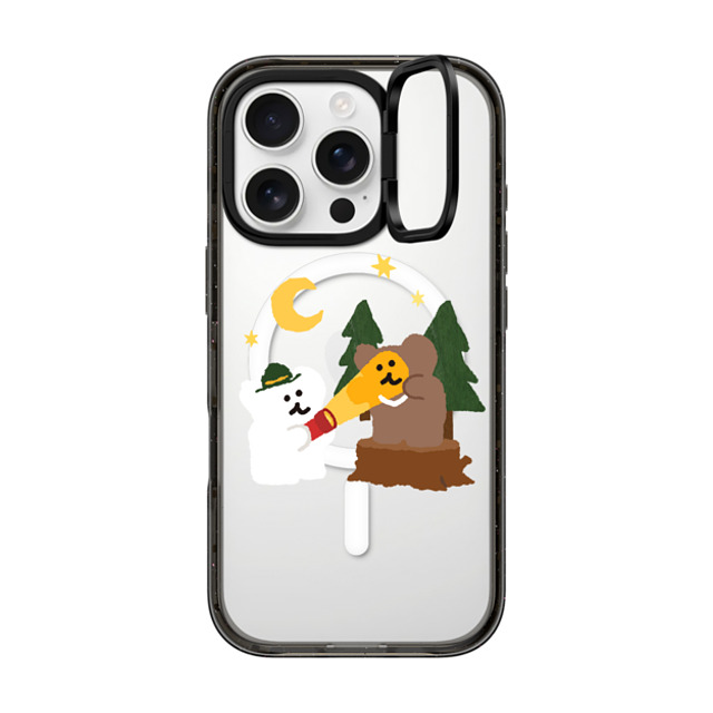 Dinotaeng x CASETiFY iPhone 16 Pro ケース ブラック インパクトリングスタンドケース MagSafe対応 Bear in Area