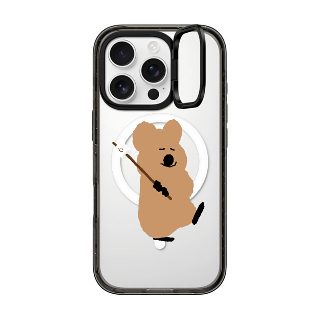 Dinotaeng x CASETiFY iPhone 16 Pro ケース ブラック インパクトリングスタンドケース MagSafe対応 Walking Quokka