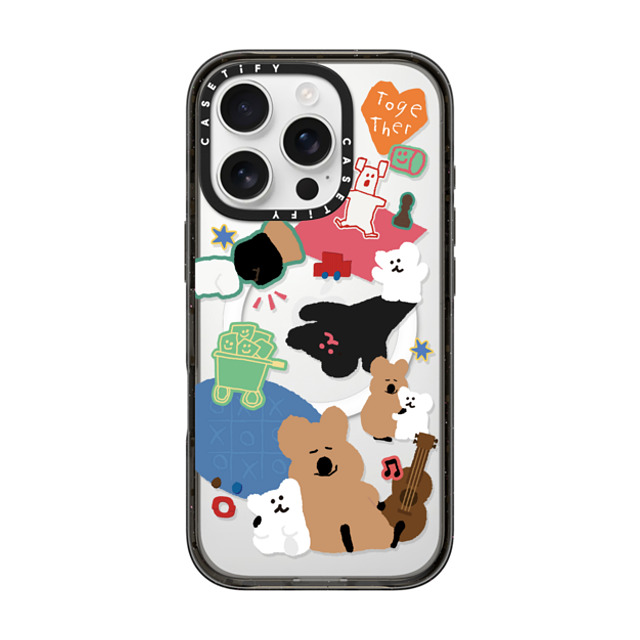 Dinotaeng x CASETiFY iPhone 16 Pro ケース ブラック インパクトケース MagSafe対応 Q & B Together