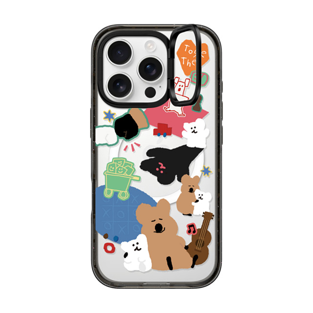 Dinotaeng x CASETiFY iPhone 16 Pro ケース ブラック インパクトリングスタンドケース MagSafe対応 Q & B Together