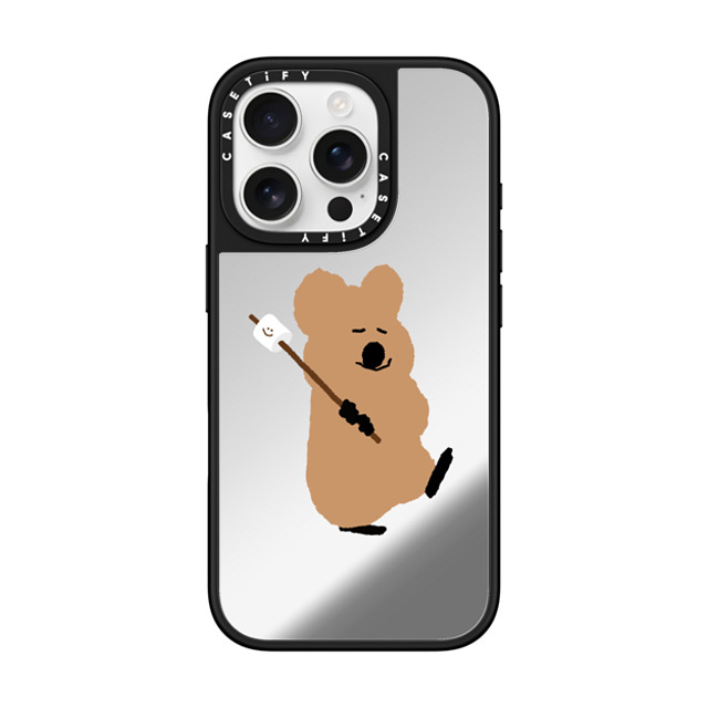 Dinotaeng x CASETiFY iPhone 16 Pro ケース Silver on Black ミラーケース MagSafe対応 Walking Quokka