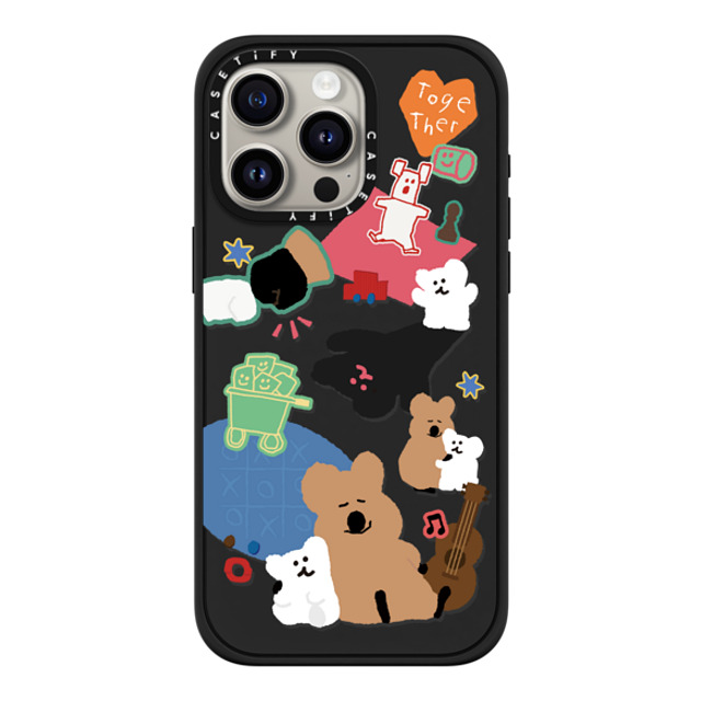 Dinotaeng x CASETiFY iPhone 15 Pro Max ケース マットブラック インパクトケース MagSafe対応 Q & B Together