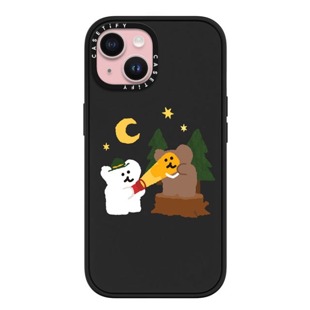 Dinotaeng x CASETiFY iPhone 15 ケース マットブラック インパクトケース MagSafe対応 Bear in Area