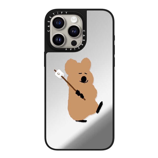 Dinotaeng x CASETiFY iPhone 15 Pro Max ケース Silver on Black ミラーケース MagSafe対応 Walking Quokka