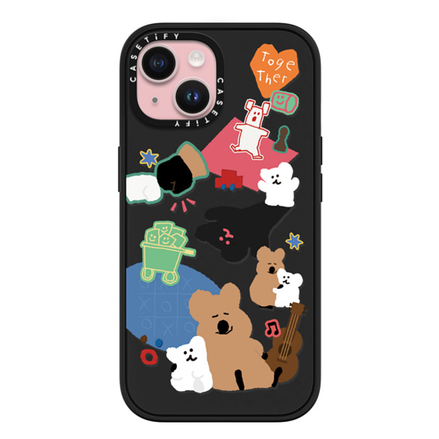 Dinotaeng x CASETiFY iPhone 15 ケース マットブラック インパクトケース MagSafe対応 Q & B Together