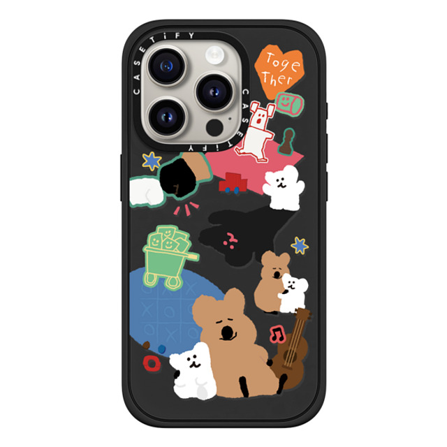 Dinotaeng x CASETiFY iPhone 15 Pro ケース マットブラック インパクトケース MagSafe対応 Q & B Together