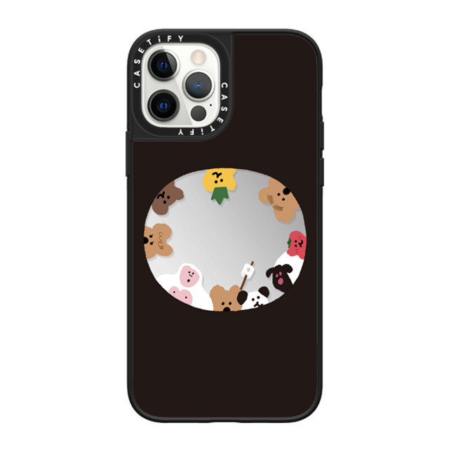 Dinotaeng x CASETiFY iPhone 12 Pro ケース Silver on Black ミラーケース MagSafe対応 Anybody There?