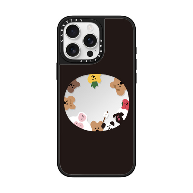 Dinotaeng x CASETiFY iPhone 16 Pro Max ケース Silver on Black ミラーケース MagSafe対応 Anybody There?