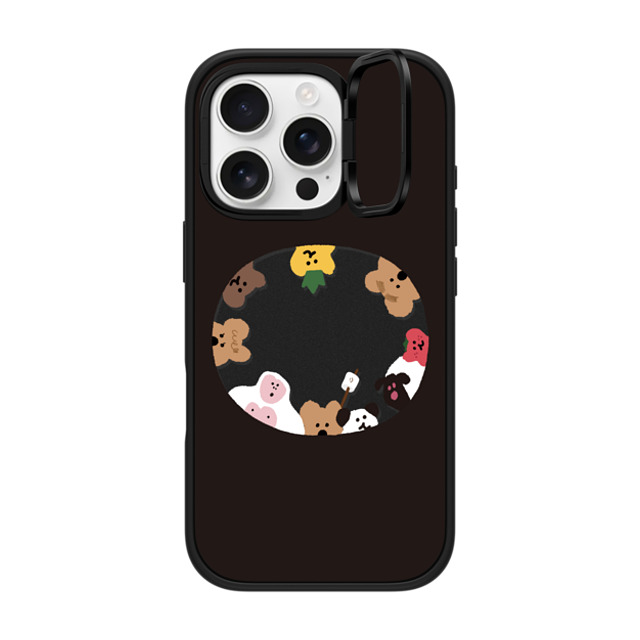 Dinotaeng x CASETiFY iPhone 16 Pro ケース マットブラック インパクトリングスタンドケース MagSafe対応 Anybody There?