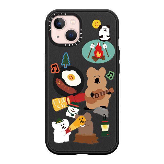 Dinotaeng x CASETiFY iPhone 13 ケース マットブラック インパクトケース MagSafe対応 Happy Campers