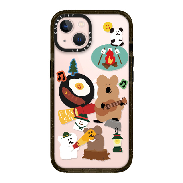 Dinotaeng x CASETiFY iPhone 13 ケース ブラック インパクトケース Happy Campers