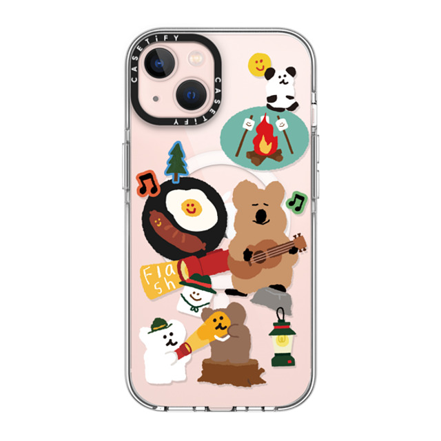 Dinotaeng x CASETiFY iPhone 13 ケース クリア クリア ケース MagSafe対応 Happy Campers