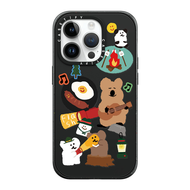 Dinotaeng x CASETiFY iPhone 14 Pro ケース マットブラック インパクトケース MagSafe対応 Happy Campers