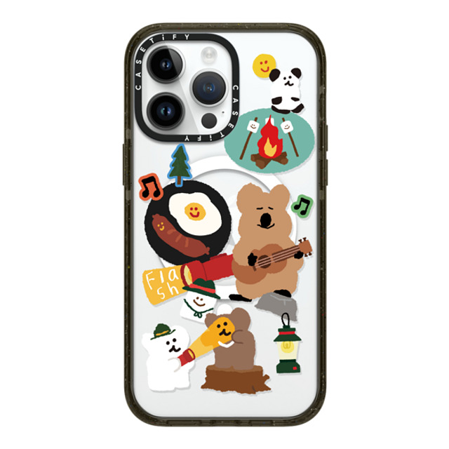 Dinotaeng x CASETiFY iPhone 14 Pro Max ケース ブラック インパクトケース MagSafe対応 Happy Campers