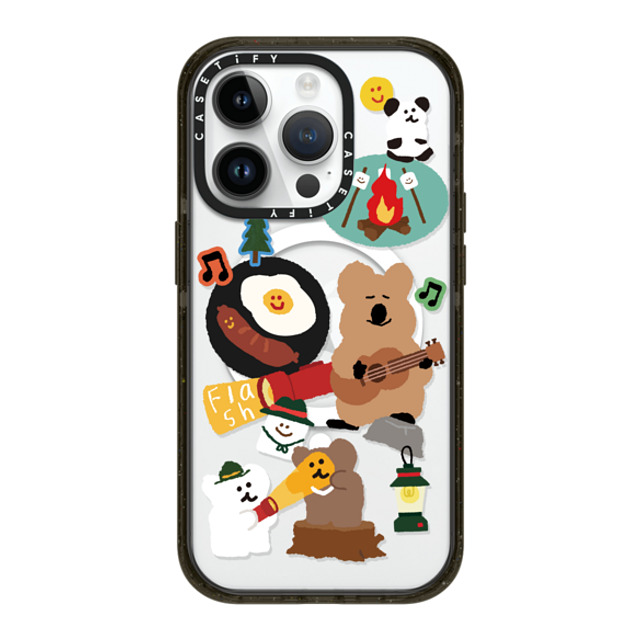 Dinotaeng x CASETiFY iPhone 14 Pro ケース ブラック インパクトケース MagSafe対応 Happy Campers