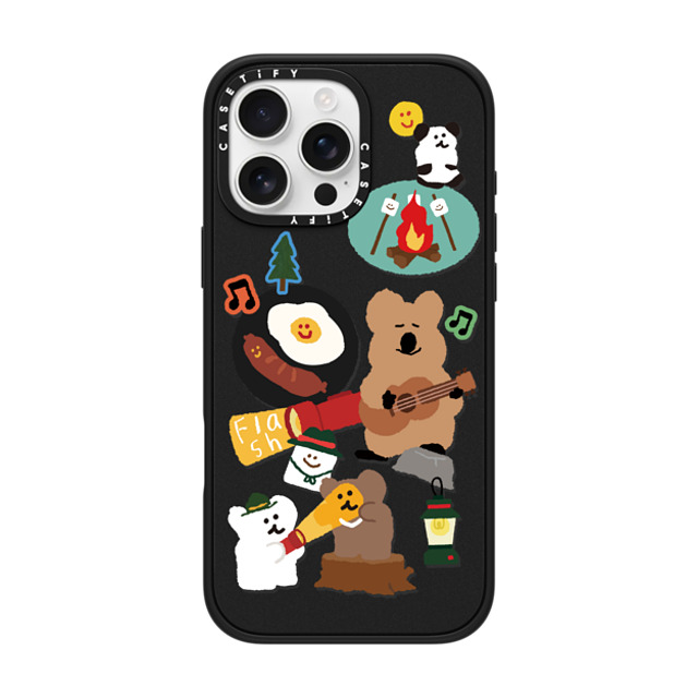 Dinotaeng x CASETiFY iPhone 16 Pro Max ケース マットブラック インパクトケース MagSafe対応 Happy Campers