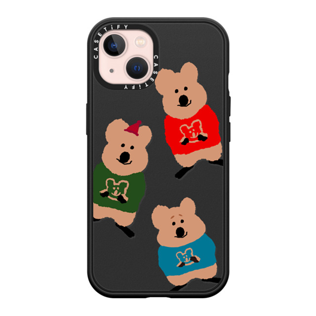 Dinotaeng x CASETiFY iPhone 13 ケース マットブラック インパクトケース MagSafe対応 Quokka Trio