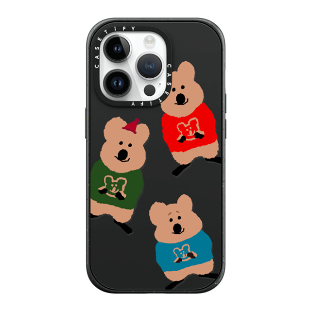 Dinotaeng x CASETiFY iPhone 14 Pro ケース マットブラック インパクトケース MagSafe対応 Quokka Trio