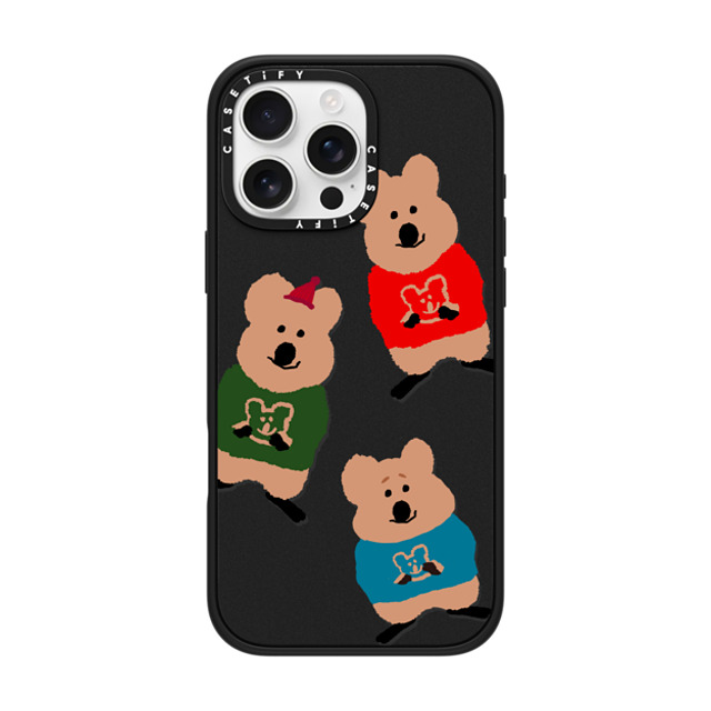 Dinotaeng x CASETiFY iPhone 16 Pro Max ケース マットブラック インパクトケース MagSafe対応 Quokka Trio