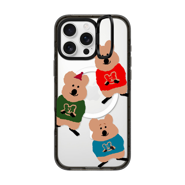 Dinotaeng x CASETiFY iPhone 16 Pro Max ケース ブラック インパクトリングスタンドケース MagSafe対応 Quokka Trio