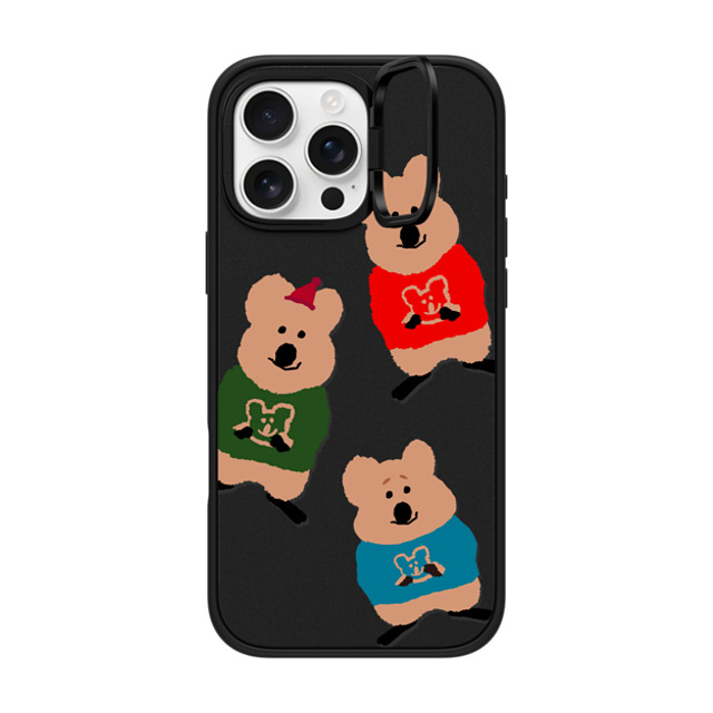 Dinotaeng x CASETiFY iPhone 16 Pro Max ケース マットブラック インパクトリングスタンドケース MagSafe対応 Quokka Trio