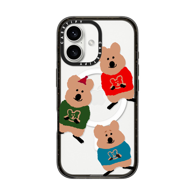 Dinotaeng x CASETiFY iPhone 16 ケース ブラック インパクトケース MagSafe対応 Quokka Trio