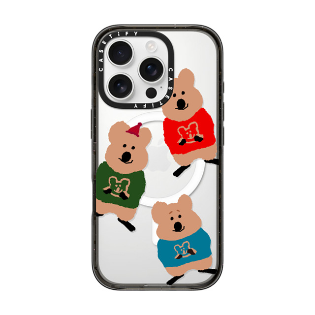 Dinotaeng x CASETiFY iPhone 16 Pro ケース ブラック インパクトケース MagSafe対応 Quokka Trio