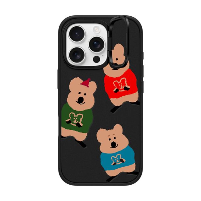 Dinotaeng x CASETiFY iPhone 16 Pro ケース マットブラック インパクトリングスタンドケース MagSafe対応 Quokka Trio