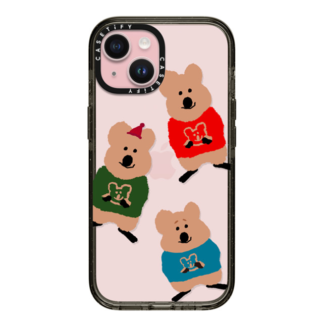 Dinotaeng x CASETiFY iPhone 15 ケース ブラック インパクトケース Quokka Trio