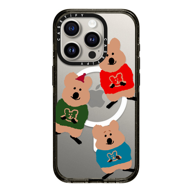 Dinotaeng x CASETiFY iPhone 15 Pro ケース ブラック インパクトケース MagSafe対応 Quokka Trio