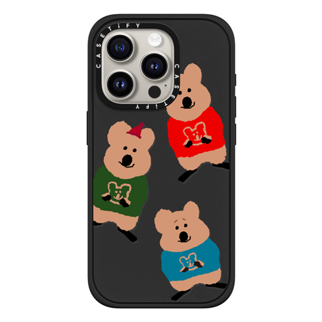 Dinotaeng x CASETiFY iPhone 15 Pro ケース マットブラック インパクトケース MagSafe対応 Quokka Trio