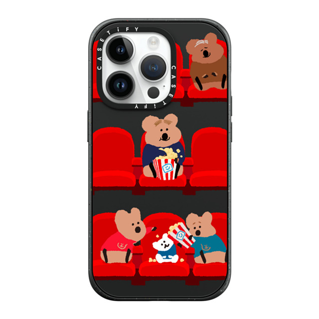 Dinotaeng x CASETiFY iPhone 14 Pro ケース マットブラック インパクトケース MagSafe対応 Popcorn Please!