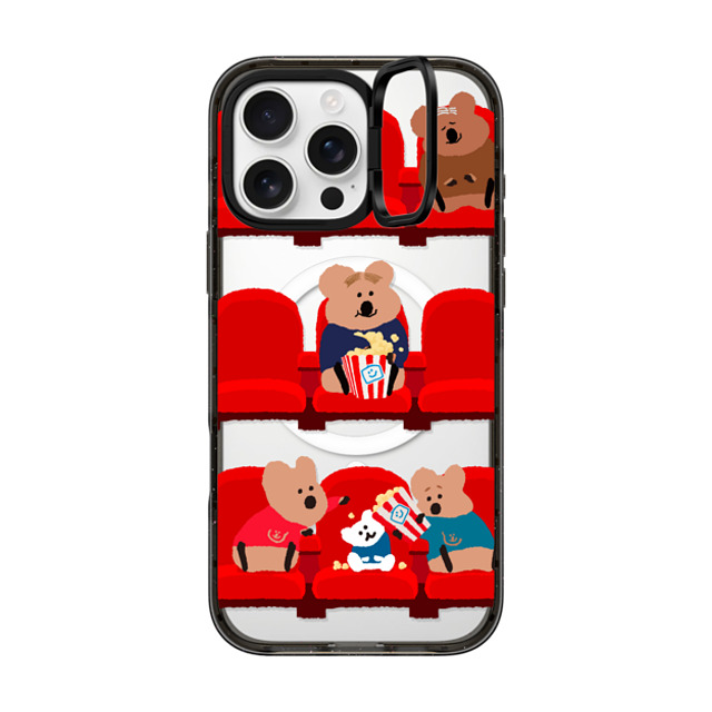 Dinotaeng x CASETiFY iPhone 16 Pro Max ケース ブラック インパクトリングスタンドケース MagSafe対応 Popcorn Please!