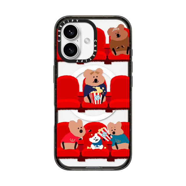 Dinotaeng x CASETiFY iPhone 16 ケース ブラック インパクトケース MagSafe対応 Popcorn Please!