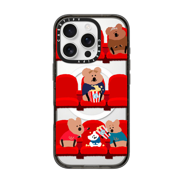 Dinotaeng x CASETiFY iPhone 16 Pro ケース ブラック インパクトケース MagSafe対応 Popcorn Please!