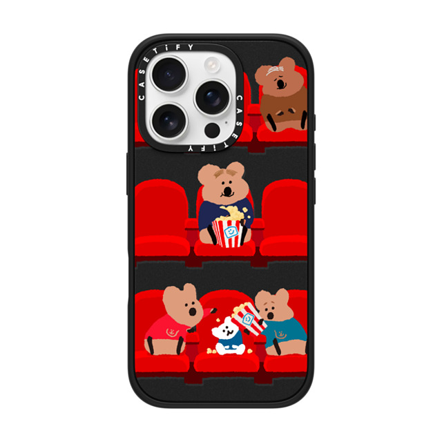 Dinotaeng x CASETiFY iPhone 16 Pro ケース マットブラック インパクトケース MagSafe対応 Popcorn Please!