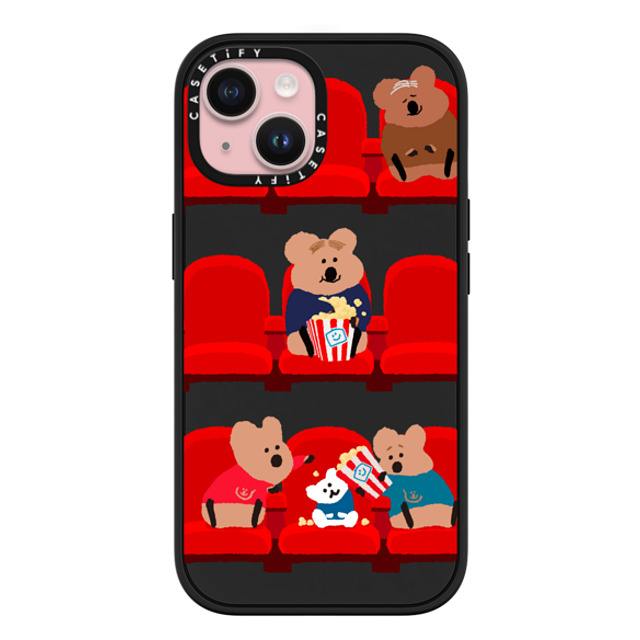 Dinotaeng x CASETiFY iPhone 15 ケース マットブラック インパクトケース MagSafe対応 Popcorn Please!