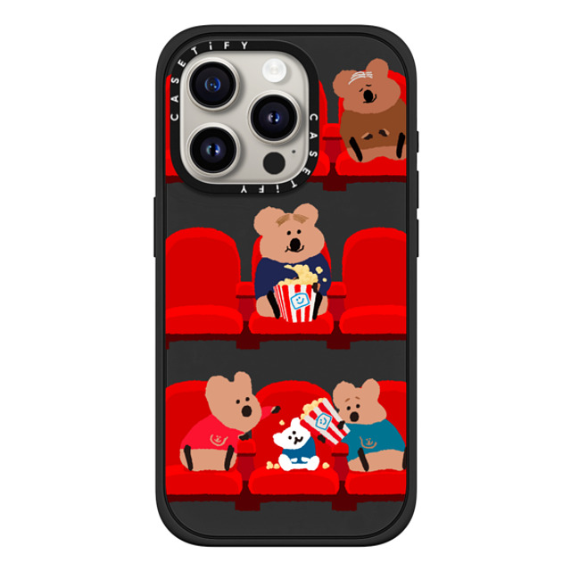 Dinotaeng x CASETiFY iPhone 15 Pro ケース マットブラック インパクトケース MagSafe対応 Popcorn Please!