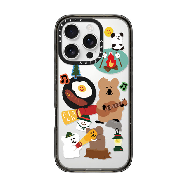 Dinotaeng x CASETiFY iPhone 16 Pro ケース ブラック インパクトケース Happy Campers