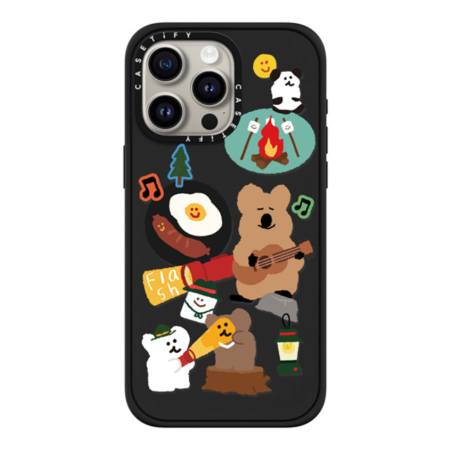 Dinotaeng x CASETiFY iPhone 15 Pro Max ケース マットブラック インパクトケース MagSafe対応 Happy Campers