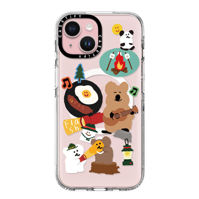 Dinotaeng x CASETiFY iPhone 15 ケース クリア クリア ケース MagSafe対応 Happy Campers