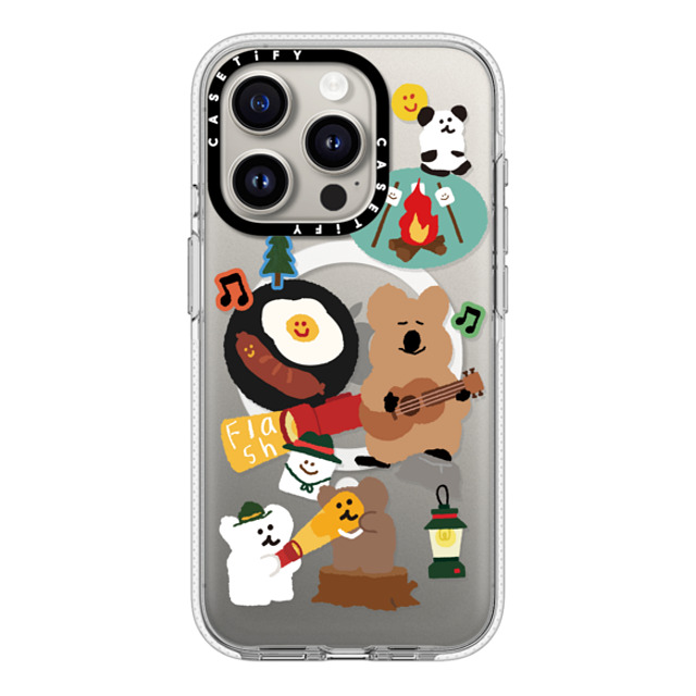 Dinotaeng x CASETiFY iPhone 15 Pro ケース クリア クリア ケース MagSafe対応 Happy Campers