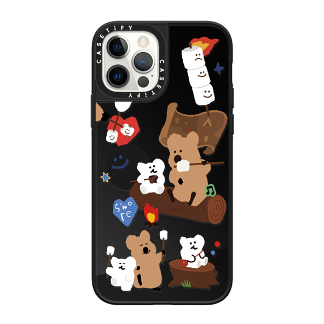 Dinotaeng x CASETiFY iPhone 12 Pro ケース Black on Black ミラーケース MagSafe対応 S'more!