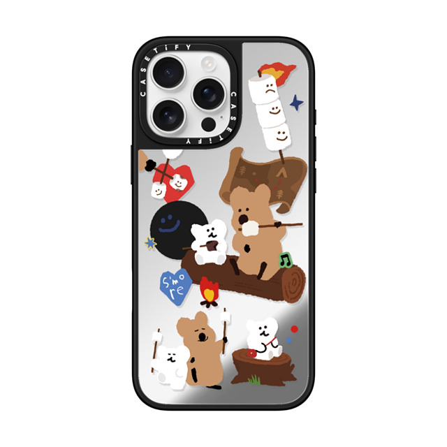 Dinotaeng x CASETiFY iPhone 16 Pro Max ケース Silver on Black ミラーケース MagSafe対応 S'more!