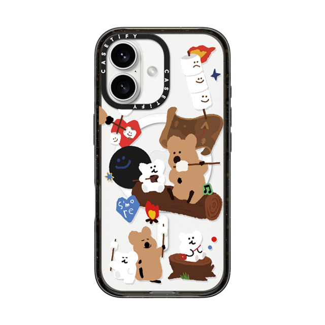 Dinotaeng x CASETiFY iPhone 16 ケース ブラック インパクトケース MagSafe対応 S'more!