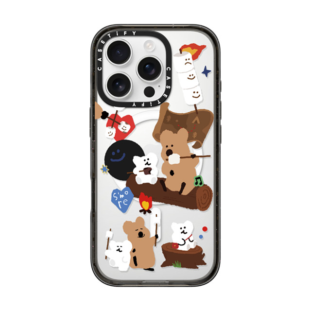 Dinotaeng x CASETiFY iPhone 16 Pro ケース ブラック インパクトケース MagSafe対応 S'more!